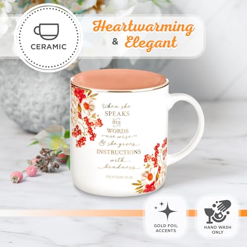 Floral Ceramic Coffee Mug with Gold Rim, 14 oz. - view 4