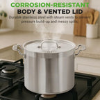 16-Quart Stainless Steel Stockpot - 18/8 Food Grade Heavy Duty Large Stock Pot for Stew, Simmering, Soup, Includes Lid, Dishwasher Safe, Works w/Induction, Ceramic & Halogen Cooktops - view 5