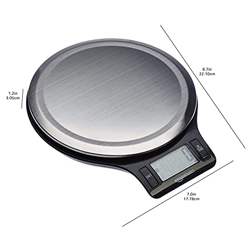 Digital Kitchen Scale with LCD Display, Tare Function, Multiple Units, Weighs up to 11 Pounds, Batteries Included, Black and Stainless Steel - view 6