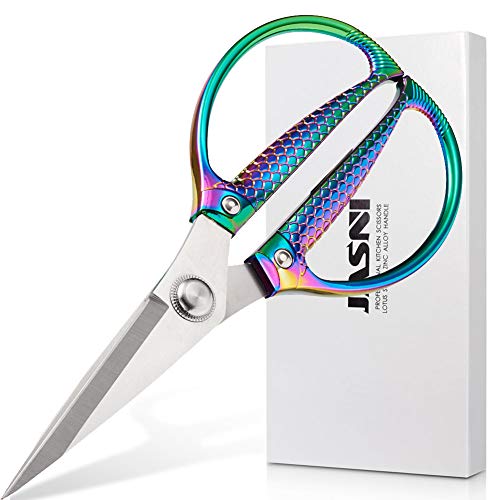 Fish pattern Powerful kitchen scissors professional Heavy Duty Multi-Purpose pretty Color rainbow Titanium Coating Forged Stainless Steel fish bones Shears Office Home scissors