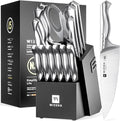 Kitchen Knife Set, 15 Piece Knife Block Set with Sharpener