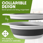 Collapsible Colander Strainer, Includes Over-sink Countertop Draining Base (5QT) Large Kitchen Drainer for Vegetables Fruit and Pasta, Round Foldable Draining Basket, Easy Storage (White) - view 2