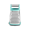 Gourmet 4-Sided Stainless Steel Box Grater for Fine, Medium and Coarse Grate, and Slicing, Detachable 3 Cup Storage Container and Measurment Markings, Dishwasher Safe, 10 inches tall, Aqua