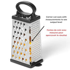 Stainless Steel 4-Sided Box Grater with Removable Base Cover and Measuring Cup - Corner Cut-Outs to Measure Output - view 3