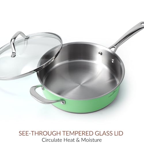 10-Piece Mint Green Nickel Free Stainless Steel Cookware Set - Nickel Free Stainless Steel Pots and Pans Set - Healthy Non-Toxic Induction Cookware Sets - view 4