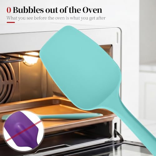 600ºF Heat Resistant Silicone Spoon Spatula Set of 3, Aqua Sky - view 4