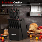Knife Set for Kitchen with Block and Sharpener 15pcs German - view 5