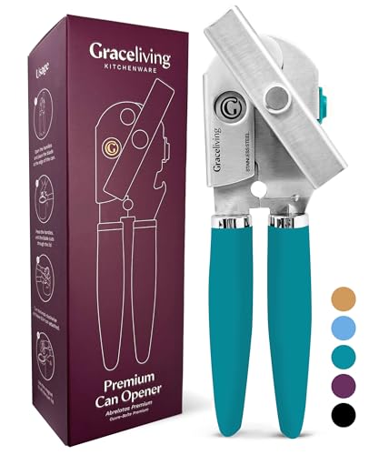 Heavy Duty Manual Can Opener with Magnetic Lid Lifter, Teal
