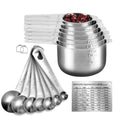 Measuring Cups and Spoons Set Heavy Duty 304 Metal Stainless Steel Measuring Cup Spoon Kitchen Gadgets for Cooking Baking (Set of 17)