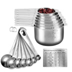 Measuring Cups and Spoons Set Heavy Duty 304 Metal Stainless Steel Measuring Cup Spoon Kitchen Gadgets for Cooking Baking (Set of 17)