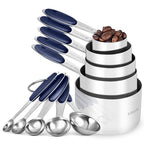 Measuring Cups Spoons Set, 18/8 Stainless Steel, 10Pc/Midnight Blue