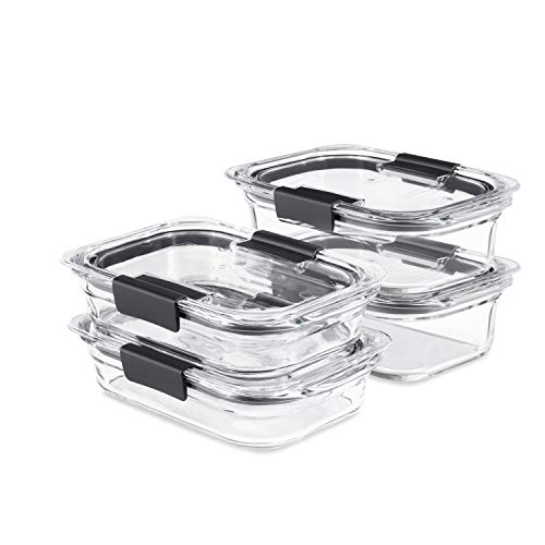 Brilliance Glass Storage Set of 4 Food Containers, Clear & Brilliance Glass Storage 3.2-Cup Food Containers with Lids, 4-Pack (8 Pieces Total), BPA Free and Leak Proof, Medium, Clear - view 2