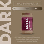 Costa Coffee Ground Coffee, Signature Blend Dark Roast, 12oz each, Rainforest Alliance Certified
