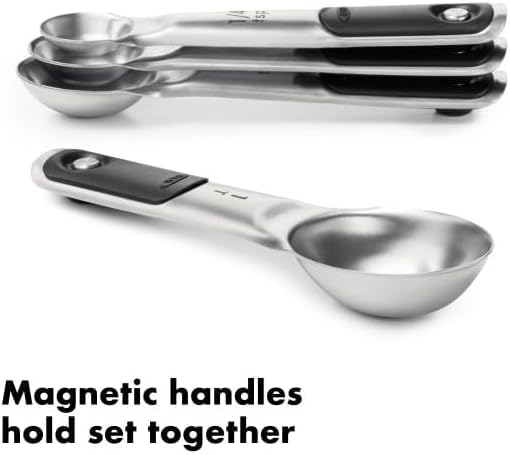 Good Grips 4 Piece Stainless Steel Measuring Spoons with Magnetic Snaps, (Pack of 2) - view 3