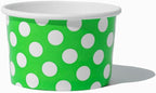 UNIQ 1000-Count 4 oz Polka Dot Paper Ice Cream Cups Green Color | Disposable Food & Dessert Bowls in Multiple Colors | Frozen Dessert Supplies