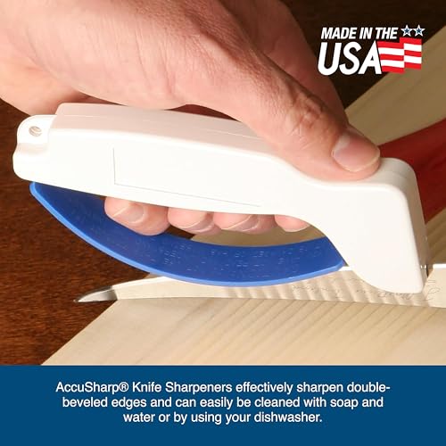 Knife & Tool Sharpener, Restores, Hones & Sharpens Straight & Serrated Knives, Hand-Held Tungsten Carbide Sharpening Tool, White & Blue, 1 Pack - view 6