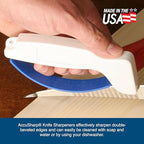 Knife & Tool Sharpener, Restores, Hones & Sharpens Straight & Serrated Knives, Hand-Held Tungsten Carbide Sharpening Tool, White & Blue, 1 Pack - view 6