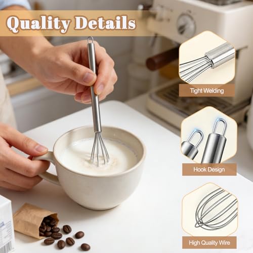 Whisks for Cooking, 3 Pack Mini Whisk for Whisking, 7"+9"+11" Tiny Stainless Steel Wire Whisk Set for Baking, Blending Eggs & Sauces, Heavy Duty Rust Proof - view 2