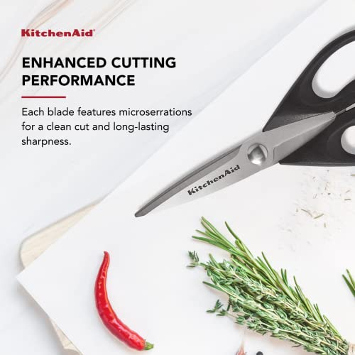 All Purpose Kitchen Shears with Protective Sheath Durable Stainless Steel Scissors, Dishwasher Safe, Soft Grip Comfort Handle, 8.72 Inch, Black - view 6