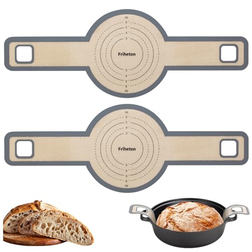 Sourdough Silicone Bread Sling - Non-Stick & Easy Clean Silicone Bread Mat for Dutch Oven. Reusable With Extra Long Handles Silicone Bread baking Supplies tools accessories (Gray 2)