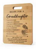 Gifts for Granddaughter Birthday Gift Ideas, Recipe Cutting Board for Granddaughter, Best Gifts for Christmas, Birthday Day Gift Bamboo Cutting Board Kitchen Decor