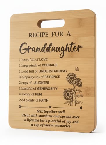 Gifts for Granddaughter Birthday Gift Ideas, Recipe Cutting Board for Granddaughter, Best Gifts for Christmas, Birthday Day Gift Bamboo Cutting Board Kitchen Decor