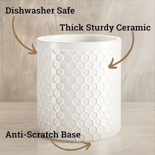 Ceramic Utensil Holder for Kitchen Counter w/ Anti-Slip Base 5.5"W x 6.5"H - view 2