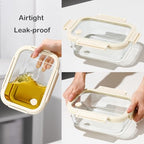 Glass Food Storage Containers with Glass Lids, Stainless Steel Salad Dressing Containers, Microwave-safe LeakProof Food Containers Set, 5-pack 35 oz（White） - view 2