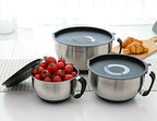 Stainless Steel Mixing Bowls Set with Lids,1.5,3 & 5 Qt,Black - view 3