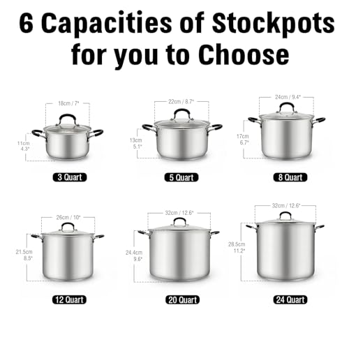 5 Quart Stainless Steel Small Stock Pot with Lid - view 2