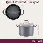 Advanced Home Hard-Anodized Nonstick Stockpot with Lid, 10 Qt - view 2