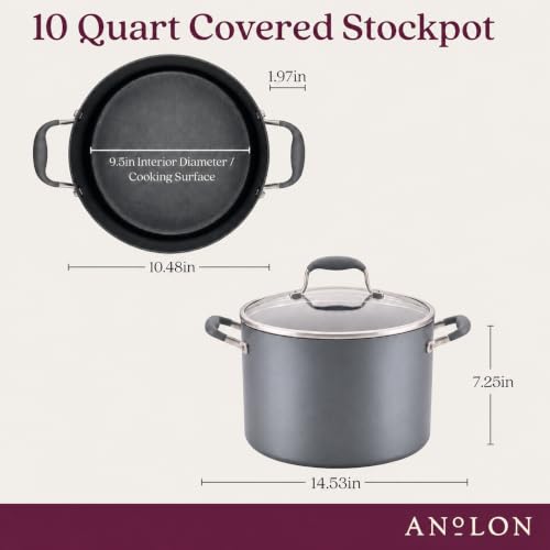Advanced Home Hard-Anodized Nonstick Stockpot with Lid, 10 Qt - view 2