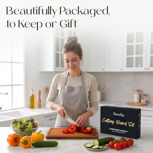 3-Piece Bamboo Cutting Boards - Large Wood Cutting Boards for Kitchen - view 6