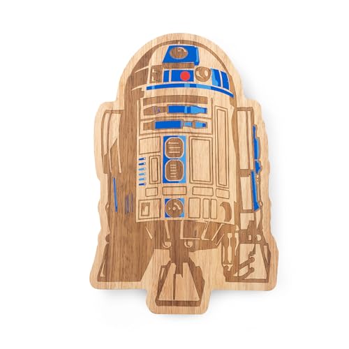 Star Wars R2 D2 16 Inch Cutting Board, Wooden Serving and Charcuterie Board, Kitchen Prep Board with Food Safe Design and Wall Display Feature for Fans, (Parawood)
