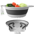 Collapsible Colander Strainer, Includes Over-sink Countertop Draining Base (5QT) Large Kitchen Drainer for Vegetables Fruit and Pasta, Round Foldable Draining Basket, Easy Storage (White)