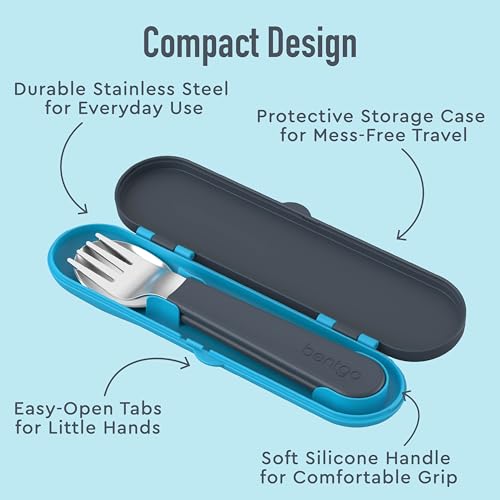 Kids Stainless Steel Utensil Set with Fork, Spoon, & Storage Case - view 4