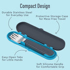 Kids Stainless Steel Utensil Set with Fork, Spoon, & Storage Case - view 4