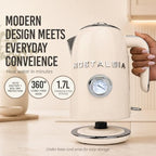 Retro Electric Kettle,1.7L Enamel-Coated Stainless Steel - Cream - view 2