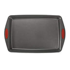 Nonstick Bakeware with Grips includes Nonstick Bread Pan, Baking Pan, Cake Pans and Cookie Sheet / Baking Sheet - 5 Piece, Gray with Red Grips - view 3