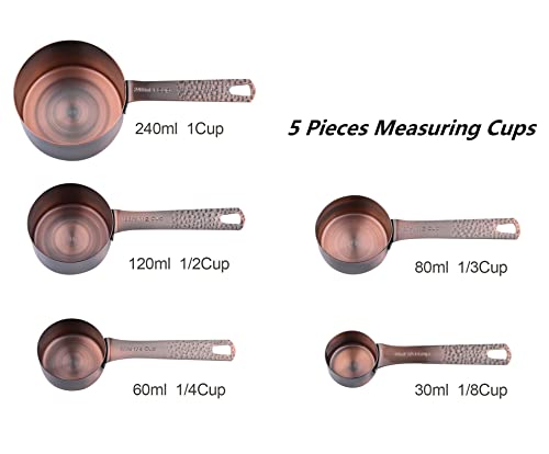 Copper Measuring Cups and Spoons Set 13, Stainless Steel Measuring Cups and Spoons Set for Baking and Kitchen, Metal Metric & US Measuring Set - view 2