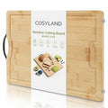 Wooden Chopping Board - Bamboo Chopping Board 42 x 30 x 1.6 cm, Pre-Oiled & Water-Repellent, Knife-Friendly Wooden Board Kitchen for Meat, Vegetables & Bread, Wooden Cutting Board