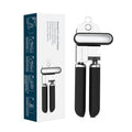 Manual Can Opener, Super Sharp Sandvik 12C27 Blade, Handheld Can Opener with Magnet, Smooth Edge Cut, Soft Grip, Oversized Knob for Seniors & Arthritis, Easy to Use, Black