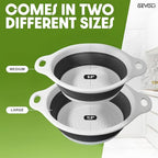 Collapsible Colanders (2 Pack Set) Food Strainers with Over-Sink Water Draining Base for Pasta Fruits and Vegetables (4 and 5 Quart) - White Gray - view 4