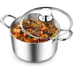 8 Quart Stock Pot, Tri-Ply Stainless Steel Pasta Pot with Lid
