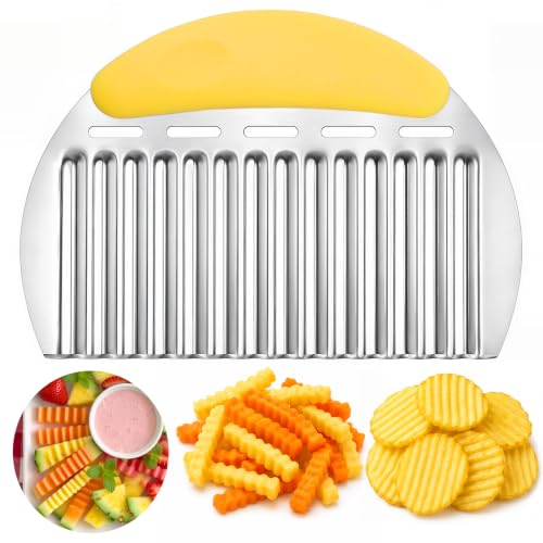 Large Crinkle Cutter, Stainless Steel Vegetable Wavy Chopper