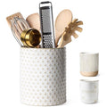 Ceramic Utensils Holder for Kitchen Countertop, Arctic White