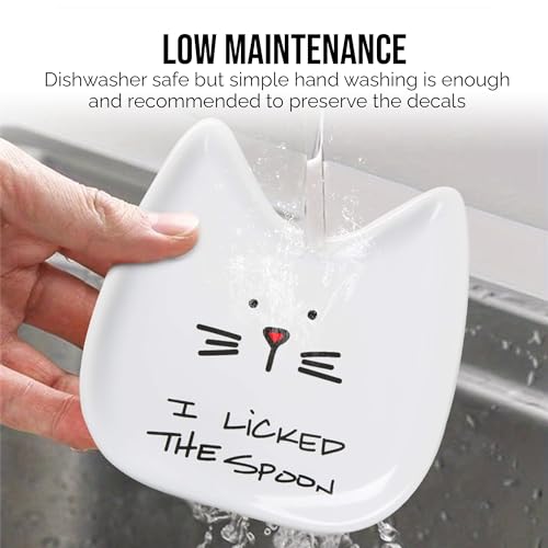 Blobby Cat, Cat Spoon Rest"I Licked the Spoon", 5", White - view 6
