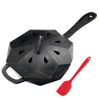 Cast Iron Skillet with Lid,Pre-seasone Mini Cast Iron Smoker Skillets & Egg Pan with Assist Handle, 6.5 Inch Octagonal Design Frying Pan for Searing, Baking, Grilling, Roasting (Skillet-1)