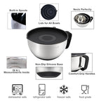 Stainless Steel Mixing Bowls Set with Lids,1.5,3 & 5 Qt,Black - view 2