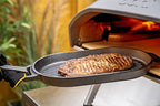 Cast Iron Grizzler Pan - Grill Frying Pan, 12" x 6" Griddle Plate with Removable Handle and Stainless Steel Trivet, Pre-Seasoned Non-Stick Oven Safe Cookware, Pizza Oven and BBQ Accessories - view 5